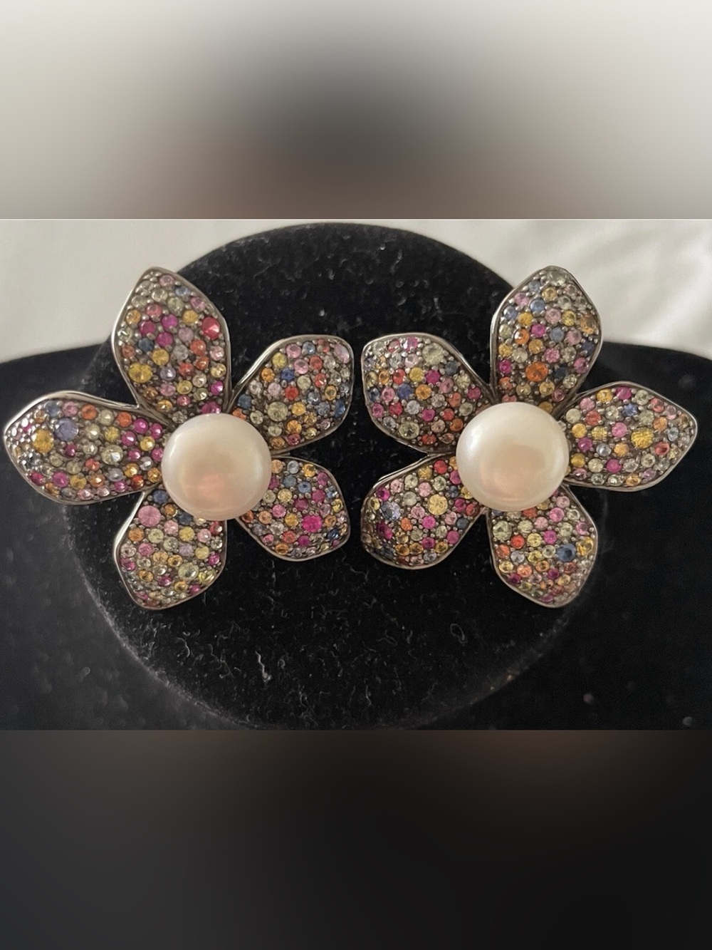MCL Matthew Campbell Laurenza Multicolored Sapphires and Pearl Earrings